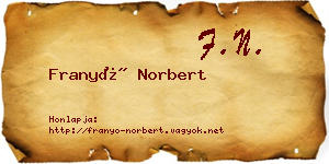 Franyó Norbert névjegykártya